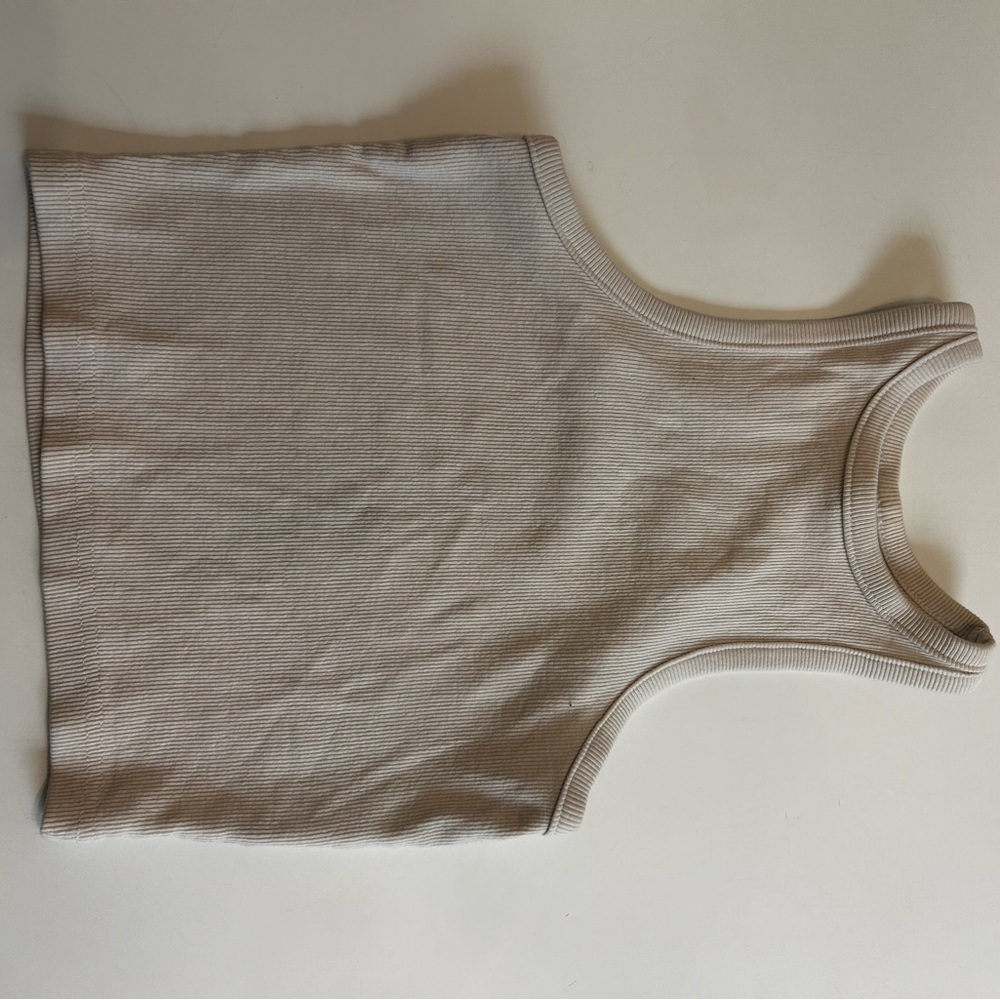 Ribbed Beige Tank Top